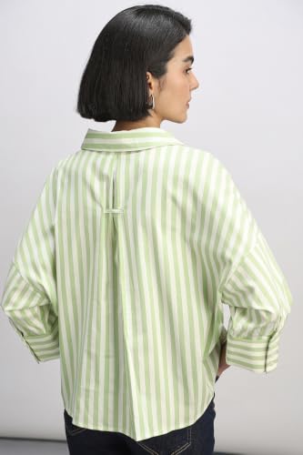 Women Green Stripe 3/4th Sleeves Shirt