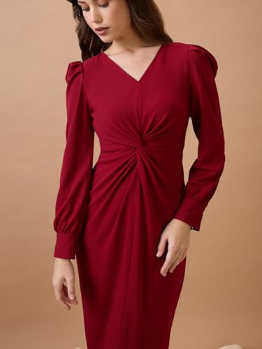 Globus Women Dress (GS575005_Maroon_XL)
