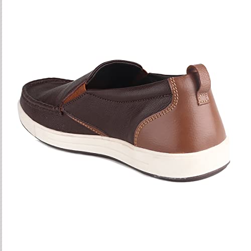 Red Chief Genuine Leather Casual Slip-On Boat Shoes for Men | Stylish & Comfortable Shoes | Brown | RC3887