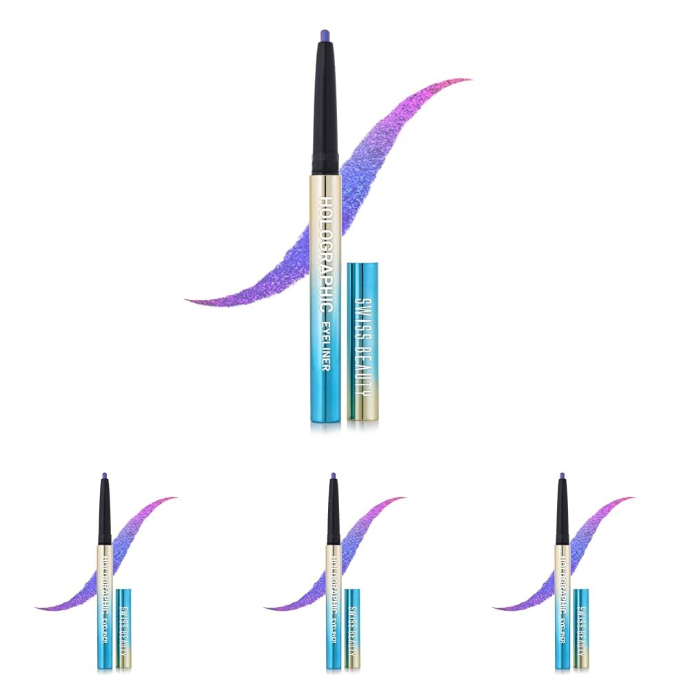 SWISS BEAUTY Holographic Shimmery Pencil Eyeliner | Waterproof, Smudge Proof, Long Lasting Eyeliner With Easy Application | Shade- Milky Way, 0.2G (Pack Of 4), Lavender