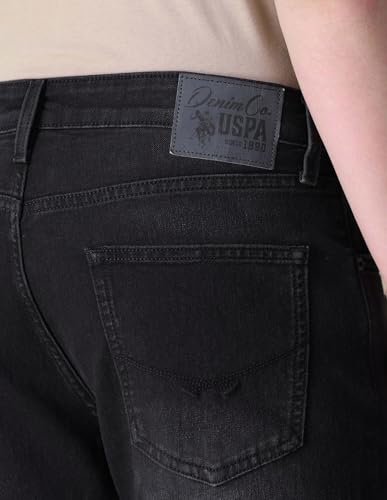 U.S. Polo Assn. Denim Co. Men's Comfort Cropped Fit Black Jeans (UDJENOE3053_Black_36)