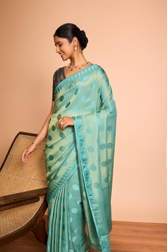 Taneira Women Light Blue Woven Viscose Saree with Unstitched Blouse Piece (SAPP01AC4746-Light Blue)