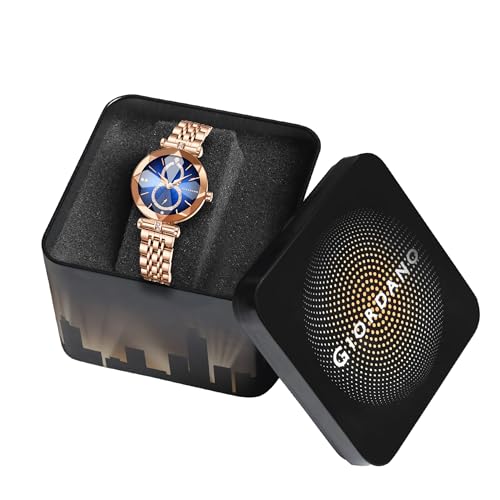 Giordano Luxury Watch for Women – Round Diamond Cut Glass Dial, Elegant Stainless Steel Strap with Quartz Movement