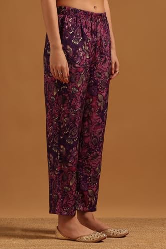 Soch Womens Purple Muslin Ethnic Motifs Co-Ord Set
