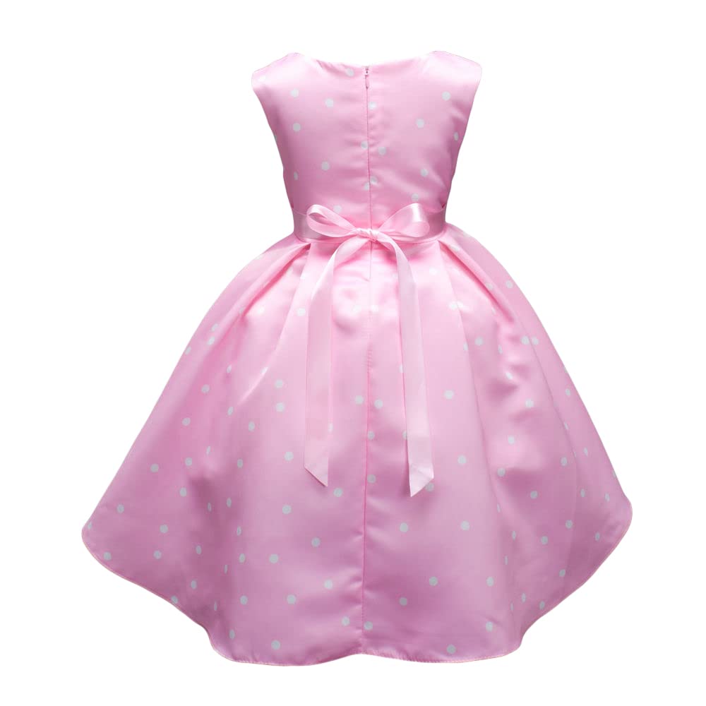 Hopscotch Girls Sleeveless Polka Dot Print Party Dress In Pink Color for Ages 4-5 Years