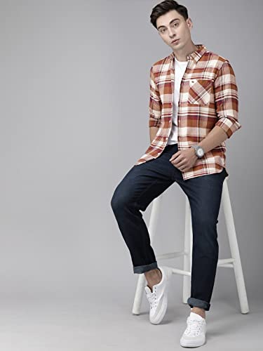 THE BEAR HOUSE Men's Cotton Slim Button-Down Flannel Shirt |Multicolored |3XL |TBH-WACKER-MC-3XL |