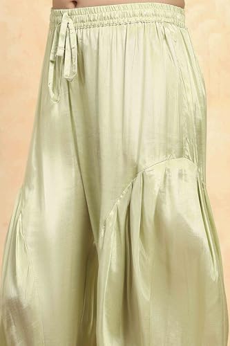 BIBA Girl's Sea Green Polyester Straight Solid Suit Set