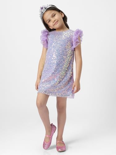 Nautinati Girls Embellished Party Dress| Cotton | Age 4-8 Years Purple
