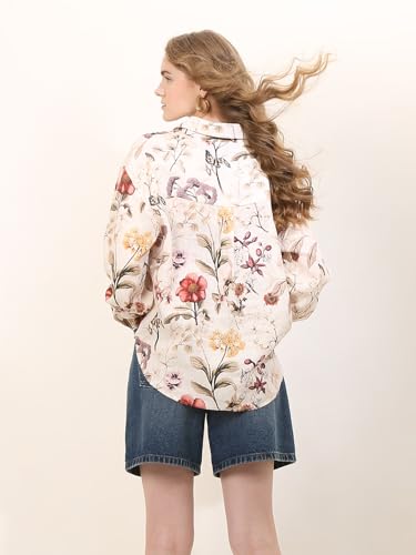 VERO MODA Women's Floral Regular Fit Shirt (9006930 Cloud Dancer