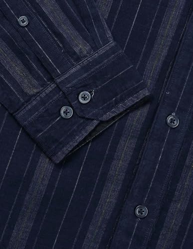 Arrow Sports Men's Striped Slim Fit Shirt (ASAJSH1461_Navy