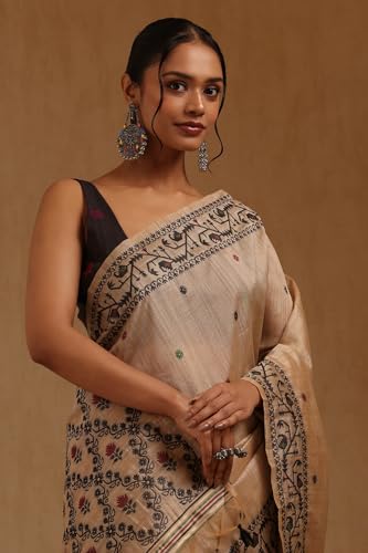Soch Womens Black Dola Silk Woven Designs Saree