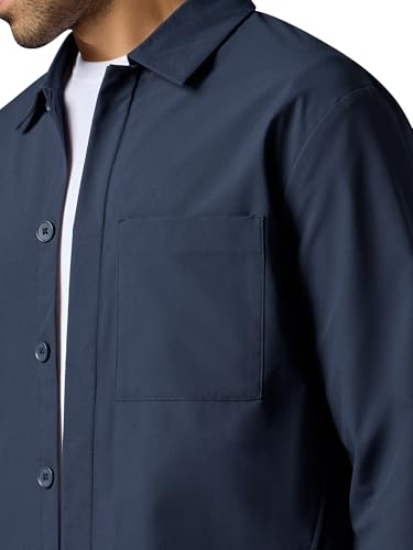 XYXX Men Cotton Rich Shackets, Regular Fit, Solid, Pack of 1, MB19SHKT05XL, Midnight Blue, XL