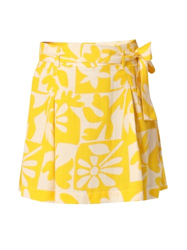 VERO MODA Girls Printed Mini Length Mid Rise Yellow Casual Shorts