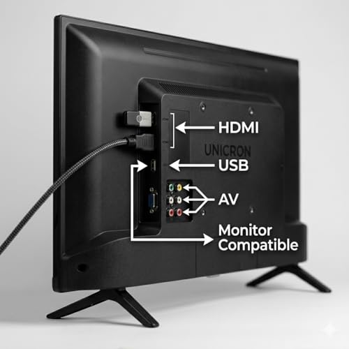 UNICRON 24 Inch HD Ready LED TV, Non-Smart Television with HDMI, USB, 30W Built-in Speakers and Wall Mount Compatibility, CCTV Security & Gaming CCTV Security Monitor