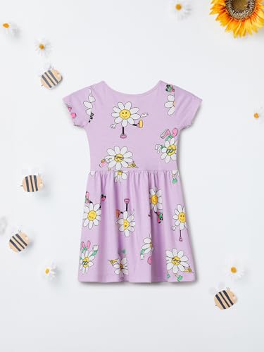 Max Girl's Cotton A-Line Below The Knee Dress (S325CELP01B_Lilac