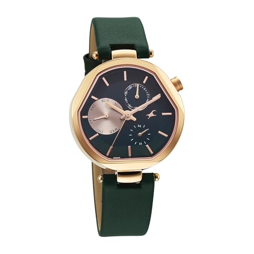 Fastrack TIK Tok 5.0 Quartz Green Shaped Dial Women's Watch | Leather Strap Material | Watches for Women Analog - 6319WL02