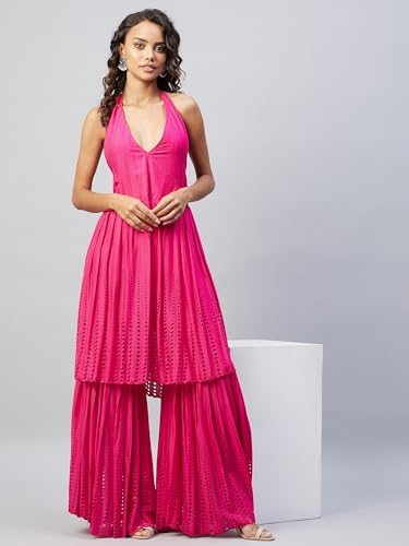 InWeave Women Fuchsia Empire Kurta with Sharara