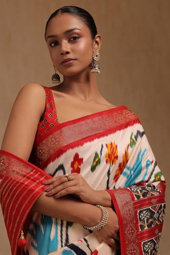 Soch Womens Multicolour Dola Silk Botanical Print Saree