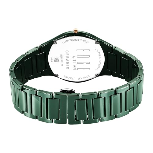 EDGE Titan Bicolour Quartz Analog Green Dial and Green Ceramic Strap Watch for Men