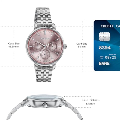 Sonata Verve Quartz Analog with Pink Dial Rose Gold Sheet Metal Strap Watch for Women - 87102SM01