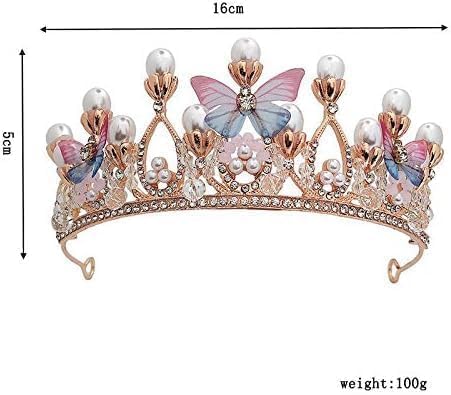 WICHARSH Girls Crystal Tiara Crown Women Flower Butterfly Princess Headband Gift for Wedding Prom Birthday Party Pageant Christmas Hair Accessories Costume Party Gift
