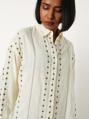 Max Women Embroidered Shirt (Off White_S)