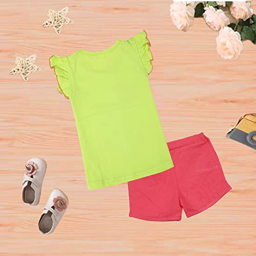 CATCUB Girl's Cotton Top & Shorts/hot Pants(CC-191-0-1G; Green; 6-12 Months)