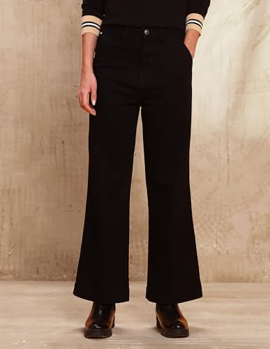 U.S. POLO ASSN. Women High Rise Wide Leg Fit Jeans (UWAW25JEN368_Jet Black_32)