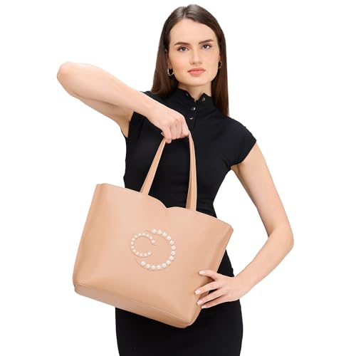 Caprese Cloud Tote Bag, Medium for Women with 14 Inch Laptop Compatible | Spacious, Versatile Office & Daily Essentials Tote | Comfortable Shoulder Handles, Zipper Closure (Brown)