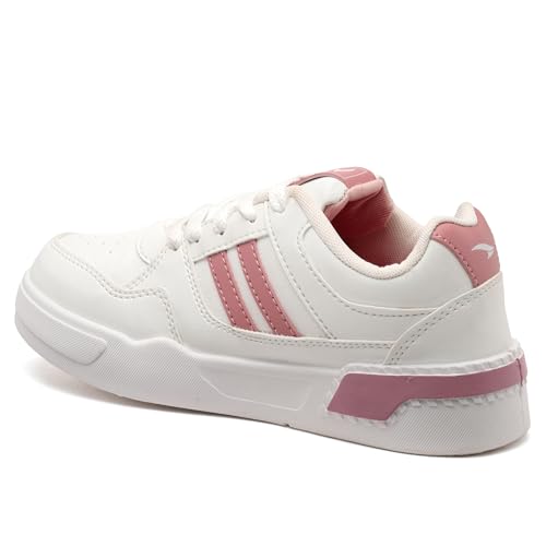 ASIAN Women PARADISE-12 Casual Mid Top Sneakers,Stylish and Trendy Shoes with Laces for Women and Girls Off White Pink