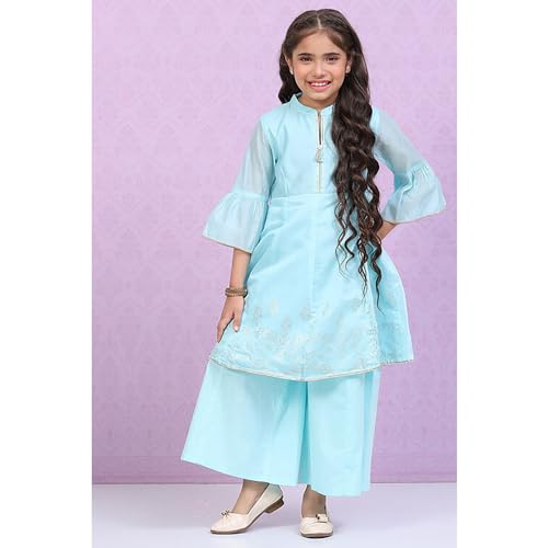 Biba Girls Polyester Kalidar Printed Suit Set(KW5020E_5_Blue)