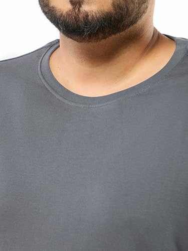 Bewakoof Plus Official Garfield Merchandise Men's Graphic Print Oversized Fit Half Sleeve Round Neck Cotton Plus Size T-Shirt_694208_Grey_5XL