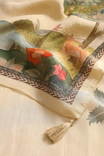 Soch Womens Beige Viscose Floral Print Gown with Cutdana