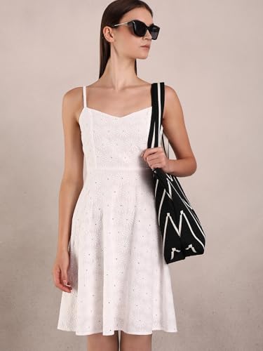 VERO MODA Women's Fit and Flare White Dress