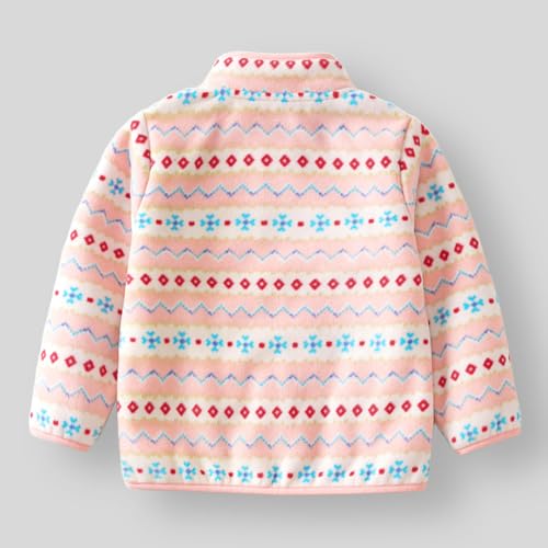 Hopscotch Girls Pink Full Sleeves Geometric Fleece Jacket For Age (4-5 Years)