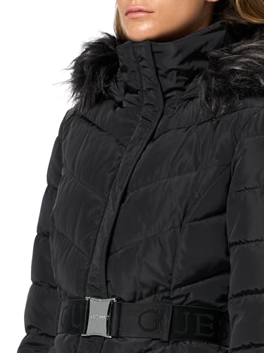 GUESS Women's Tally Puffer Jacket with Belt, Black (Jet Black), S