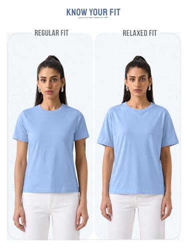 The Souled Store Party Animal Women and Girls Short Sleeves Round Neck Off White Embroidered Cotton Relaxed Fit Lightweight Everyday Casual T-Shirts