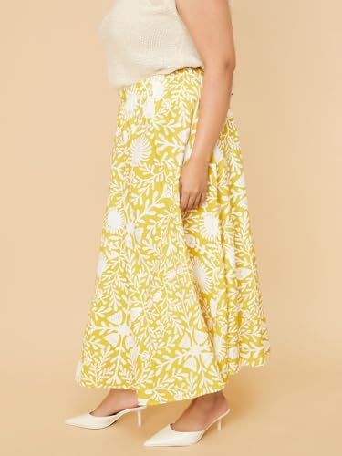 Max Cotton Blend Western Skirt Yellow