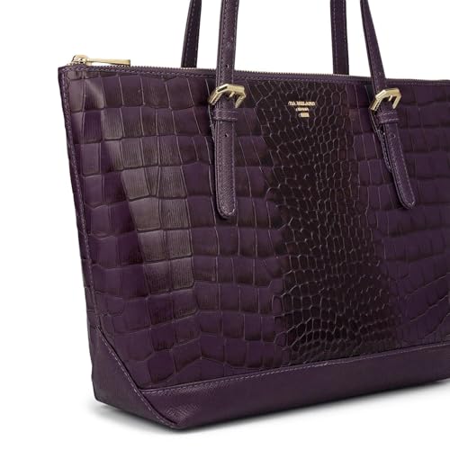 Da Milano Leather Purple Tote Bag for Women (0388OL)