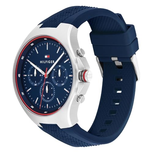 Tommy Hilfiger Justin Quartz Multifunction Navy Dial Navy Silicone Strap Watch for Men