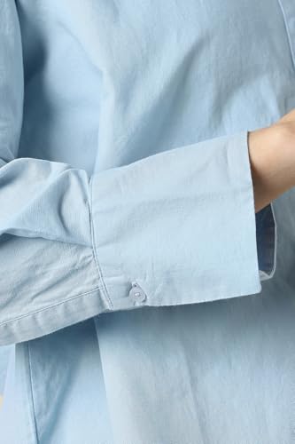 Women Light Blue Solid Long Sleeves Shirt