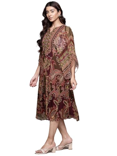 Aarke Ritu Kumar Olive Petal Paisley Midi Dress