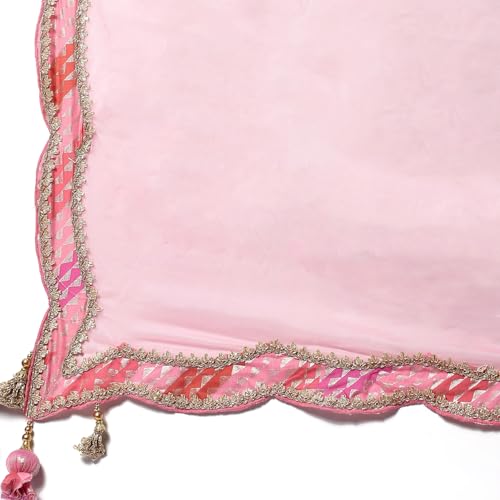 Pink Polyester Straight Lehenga Set