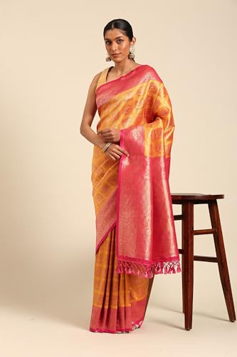 MOHEY Women's Mustard Yellow Art Silk Printed Saree (MUSTARD YELLOW)