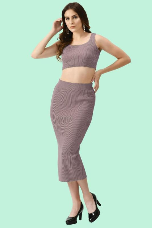 Lilac Crop Top with Bodycon Skirt