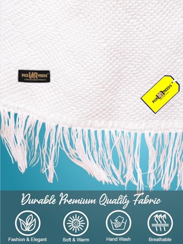 Pick Ur Needs Premium Soft, Warm & Breathable Wool Blend Winter Scarf for Men Fashionable Elegant Muffler (Off white)