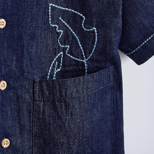 Hopscotch Leaf Embroidered Collared Cotton Shirt (6-7 Years)