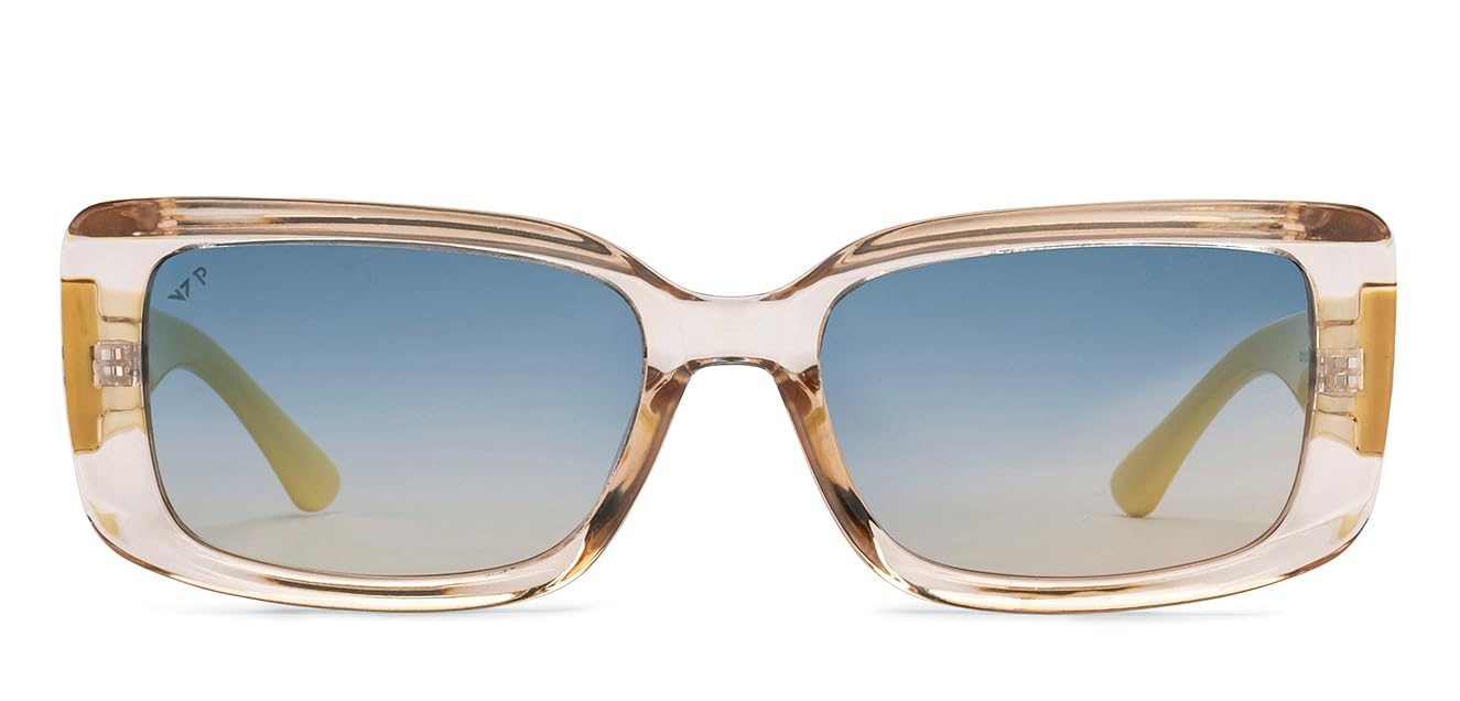 VINCENT CHASE EYEWEAR By Lenskart | Brown-Blue Full Rim Square | Stardust | Branded Latest And Stylish Sunglasses | Polarized And 100% Uv Protected | For Women | Large | Vc S17057