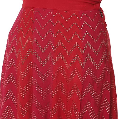 Rangriti Women's Red Viscose Ethnic Maxi Skirt