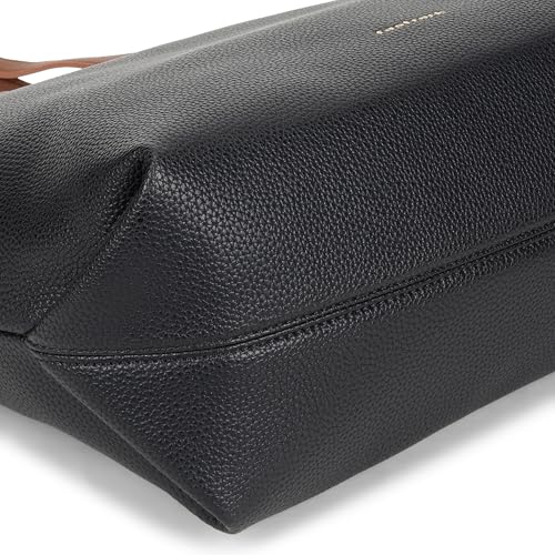 Fastrack Twilight Tan Laptop Tote Bag | Black on Tan Faux Leather Work Tote with 14 Inch Laptop Sleeve | Zip Closure with Organizer Pocket & Dual Handles